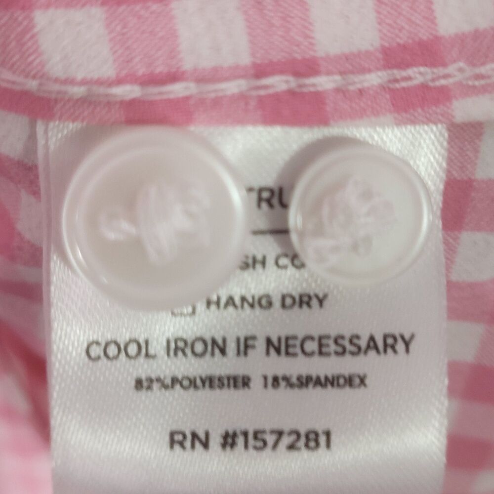 NWOT Mizzen Main Leeward Performance Shirt Men M Pink Plaid Trim Fit No Tuck - Picture 6 of 10